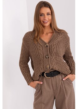 Damski sweter rozpinany z warkoczami brązowy ze sklepu 5.10.15 w kategorii Swetry damskie - zdjęcie 169688250
