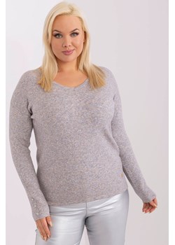 Klasyczny sweter plus size z wiskozy szary ze sklepu 5.10.15 w kategorii Swetry damskie - zdjęcie 169688263