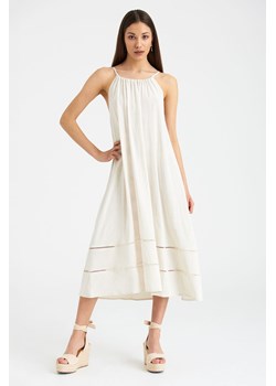 Lniana Biała sukienka damska na cienkich ramiączkach ze sklepu 5.10.15 w kategorii Sukienki - zdjęcie 169688300