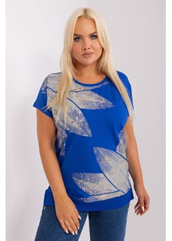 Kobaltowa bluzka plus size z krótkim rękawem ze sklepu 5.10.15 w kategorii Bluzki damskie - zdjęcie 169688461