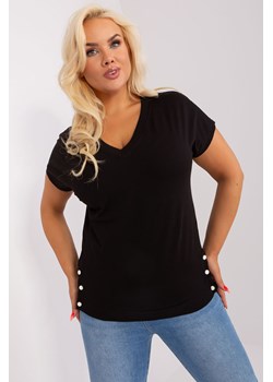Czarna bawełniana bluzka damska plus size z guzikami ze sklepu 5.10.15 w kategorii Bluzki damskie - zdjęcie 169688464