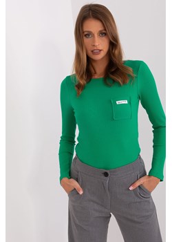 Zielona dopasowana bluzka prążkowana longsleeve ze sklepu 5.10.15 w kategorii Bluzki damskie - zdjęcie 169688494