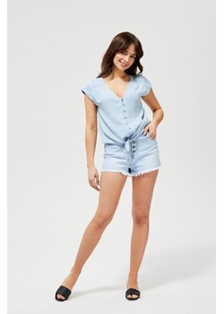 Koszula damska z lyocellu na krótki rękaw z guzikami niebieska ze sklepu 5.10.15 w kategorii Bluzki damskie - zdjęcie 169688560