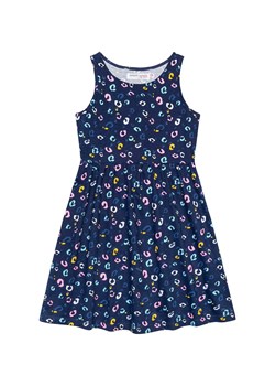 Granatowa sukienka dziewczęca z bawełny w kolorowe cętki ze sklepu 5.10.15 w kategorii Sukienki dziewczęce - zdjęcie 169688592