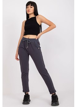 Grafitowe damskie spodnie dresowe z bawełny ze sklepu 5.10.15 w kategorii Spodnie damskie - zdjęcie 169688623