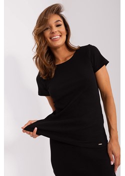 Czarna damska bluzka basic z krótkim rękawem ze sklepu 5.10.15 w kategorii Bluzki damskie - zdjęcie 169689003