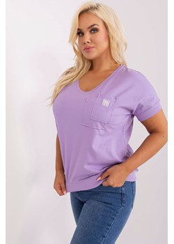 Jasnofioletowa bluzka plus size z krótkim rękawem ze sklepu 5.10.15 w kategorii Bluzki damskie - zdjęcie 169689013