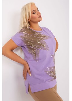 Jasnofioletowa bluzka damska plus size z rozcięciami ze sklepu 5.10.15 w kategorii Bluzki damskie - zdjęcie 169689044