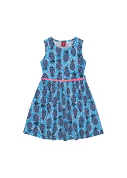 Niebieska bawełniana sukienka dziewczęca w ananasy ze sklepu 5.10.15 w kategorii Sukienki dziewczęce - zdjęcie 169689193