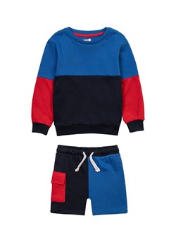 Granatowy komplet dla chłopca w paski- bluza polarowa + szorty ze sklepu 5.10.15 w kategorii Dresy chłopięce - zdjęcie 169689300