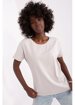 Jasnoszara bluzka damska na co dzień z krótkim rękawem ze sklepu 5.10.15 w kategorii Bluzki damskie - zdjęcie 169689444