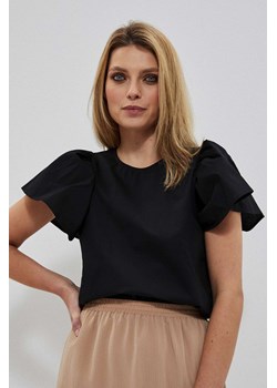 Bawełniana koszula damska nierozpinana z krótkim rękawem czarna ze sklepu 5.10.15 w kategorii Bluzki damskie - zdjęcie 169689473