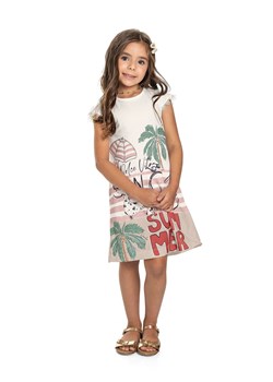 Sukienka z ozdobnym rękawkiem z napisem Summer  - beżowy ze sklepu 5.10.15 w kategorii Sukienki dziewczęce - zdjęcie 169689711