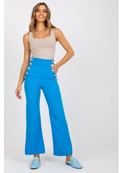 Spodnie damskie z ozdobnymi guzikami - niebieskie ze sklepu 5.10.15 w kategorii Spodnie damskie - zdjęcie 169689740