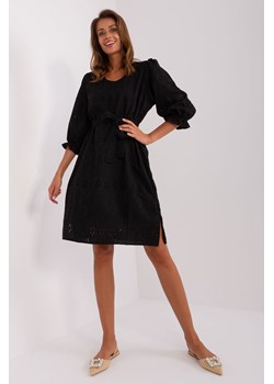 Czarna codzienna sukienka z haftem ze sklepu 5.10.15 w kategorii Sukienki - zdjęcie 169689793