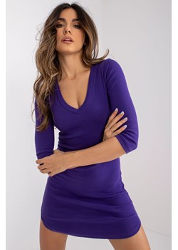 Dopasowana sukienka z długim rękawem - fioletowa ze sklepu 5.10.15 w kategorii Sukienki - zdjęcie 169689902