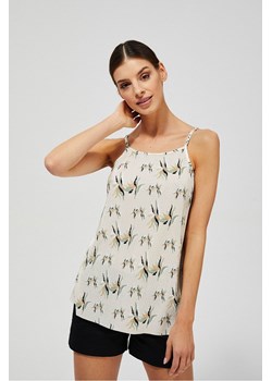 T-shirt damski z cienkimi ramiączkami w kwiaty - beżowy ze sklepu 5.10.15 w kategorii Bluzki damskie - zdjęcie 169689903
