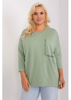 Bluzka plus size z bawełny pistacjowy ze sklepu 5.10.15 w kategorii Bluzki damskie - zdjęcie 169690070