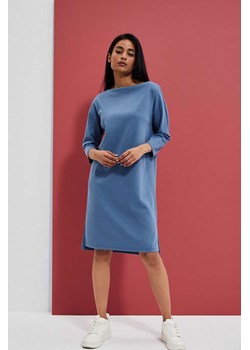 Niebieska sukienka gładka damska z rękawem 3/4 ze sklepu 5.10.15 w kategorii Sukienki - zdjęcie 169690232