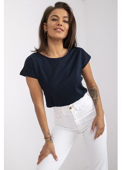 Gładki t-shirt bawełniany damski - granatowy ze sklepu 5.10.15 w kategorii Bluzki damskie - zdjęcie 169690363