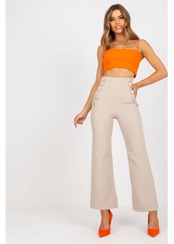 Spodnie damskie z ozdobnymi guzikami - beżowe ze sklepu 5.10.15 w kategorii Spodnie damskie - zdjęcie 169690464
