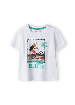 Biała koszulka bawełniana chłopięca z nadrukiem ze sklepu 5.10.15 w kategorii Koszulki niemowlęce - zdjęcie 169690480