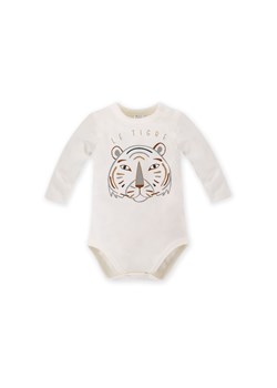 Bawełniane body niemowlęce z tygrysem - beżowe ze sklepu 5.10.15 w kategorii Body niemowlęce - zdjęcie 169690551