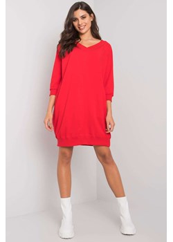 Czerwona gładka sukienka damska z bawełny ze sklepu 5.10.15 w kategorii Sukienki - zdjęcie 169690742