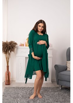 Bawełniany szlafrok z koronką dla kobiet w ciąży - zielony ze sklepu 5.10.15 w kategorii Bielizna ciążowa - zdjęcie 169690753