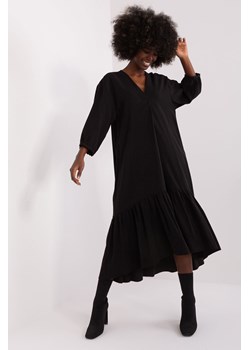 Czarna luźna sukienka damska z falbaną ZULUNA ze sklepu 5.10.15 w kategorii Sukienki - zdjęcie 169690834