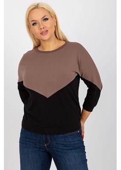 Brązowo-czarna bawełniana bluzka plus size basic ze sklepu 5.10.15 w kategorii Bluzki damskie - zdjęcie 169690921