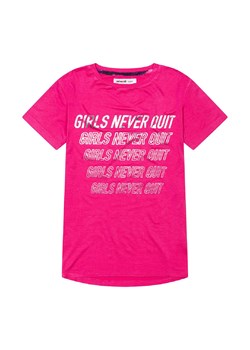 Różowy t-shirt sportowy Never Quit dla dziewczynki ze sklepu 5.10.15 w kategorii Bluzki dziewczęce - zdjęcie 169691091
