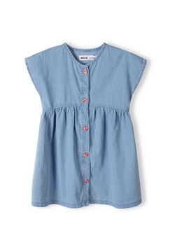 Niebieska sukienka niemowlęca z bawełny z krótkim rękawem ze sklepu 5.10.15 w kategorii Sukienki niemowlęce - zdjęcie 169691141