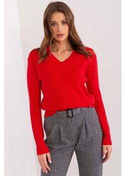 Sweter z dzianiny z wiskozą czerwony ze sklepu 5.10.15 w kategorii Swetry damskie - zdjęcie 169691251