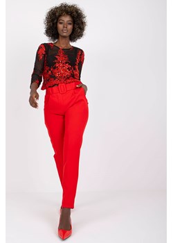 Czerwone spodnie eleganckie z paskiem Giulia ze sklepu 5.10.15 w kategorii Spodnie damskie - zdjęcie 169691383