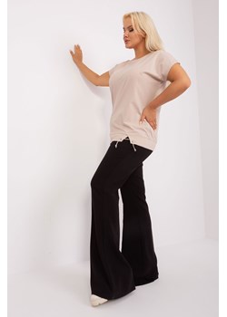 Beżowa bluzka damska plus size z krótkim rękawem ze sklepu 5.10.15 w kategorii Bluzki damskie - zdjęcie 169691402