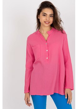 Różowa damska bluzka koszulowa z bawełny OCH BELLA ze sklepu 5.10.15 w kategorii Bluzki damskie - zdjęcie 169691464