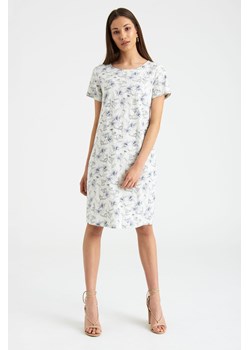 Lniana Sukienka z motywem kwiatowym biała ze sklepu 5.10.15 w kategorii Sukienki - zdjęcie 169691551