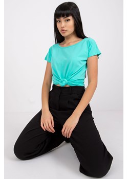 Gładki t-shirt bawełniany damski - turkusowa ze sklepu 5.10.15 w kategorii Bluzki damskie - zdjęcie 169691590