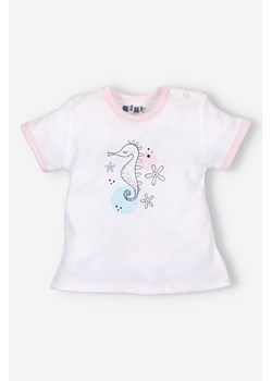 Biały t-shirt z bawełny organicznej dla dziewczynki- konik morski ze sklepu 5.10.15 w kategorii Koszulki niemowlęce - zdjęcie 169691872