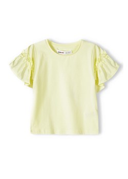 Żółta koszulka bawełniania dla dziewczynki z falbankami ze sklepu 5.10.15 w kategorii Bluzki dziewczęce - zdjęcie 169692052