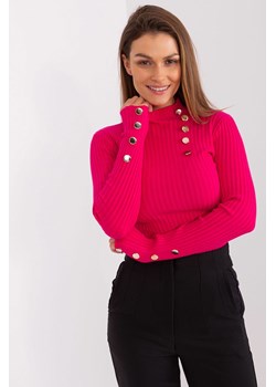 Prążkowany sweter z wiskozą fuksjowy ze sklepu 5.10.15 w kategorii Swetry damskie - zdjęcie 169692181