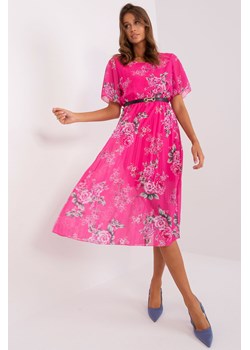 Ciemnoróżowa sukienka w kwiaty w romantycznym stylu ze sklepu 5.10.15 w kategorii Sukienki - zdjęcie 169692192