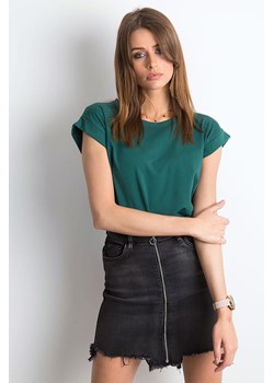 Gładki t-shirt damski ciemnozielony ze sklepu 5.10.15 w kategorii Bluzki damskie - zdjęcie 169692281