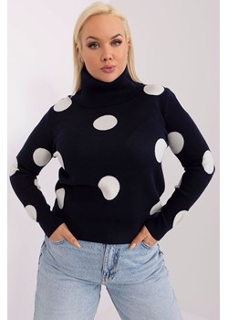 Sweter plus size z długim rękawem granatowy ze sklepu 5.10.15 w kategorii Swetry damskie - zdjęcie 169692364