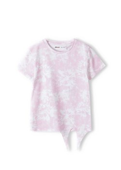 Bawełniana koszulka tie dye różowa z ozdobnym wiązaniem ze sklepu 5.10.15 w kategorii Bluzki dziewczęce - zdjęcie 169692453