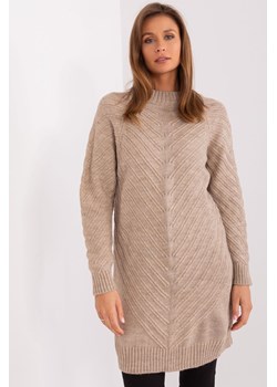Długi sweter oversize we wzory ciemny bezowy ze sklepu 5.10.15 w kategorii Swetry damskie - zdjęcie 169692672