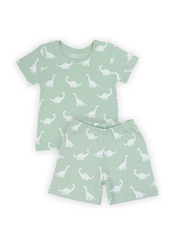 Komplet chłopięcy z bawełny- t-shirt + spodenki białe dinozaury ze sklepu 5.10.15 w kategorii Komplety chłopięce - zdjęcie 169692863
