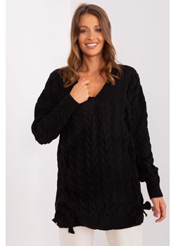 Czarny długi sweter z warkoczami ze sklepu 5.10.15 w kategorii Swetry damskie - zdjęcie 169693080