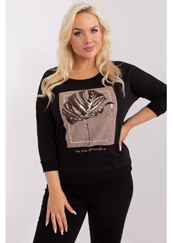 Bluzka plus size z okrągłym dekoltem czarny ze sklepu 5.10.15 w kategorii Bluzki damskie - zdjęcie 169693202